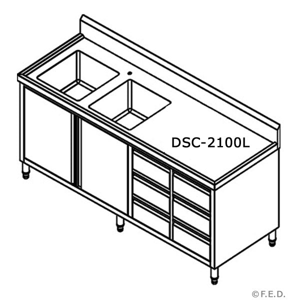 Modular Systems DSC-2100L-H Kitchen Tidy Cabinet with Double Left Sinks
