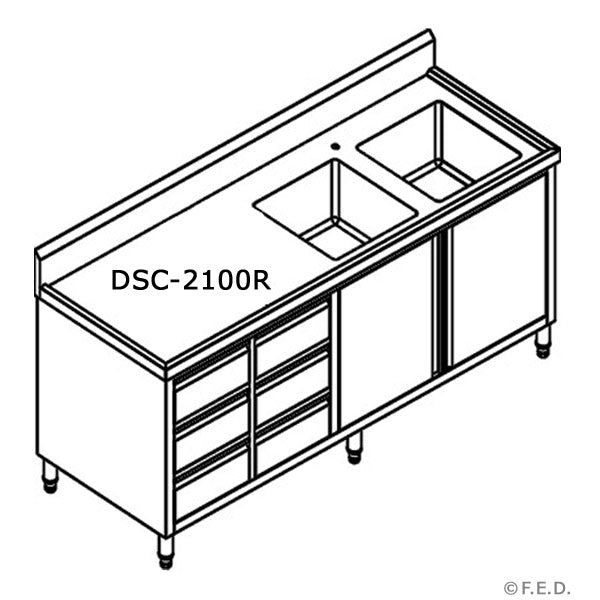 Modular Systems DSC-2100R-H Kitchen Tidy Cabinet with Double Right Sinks