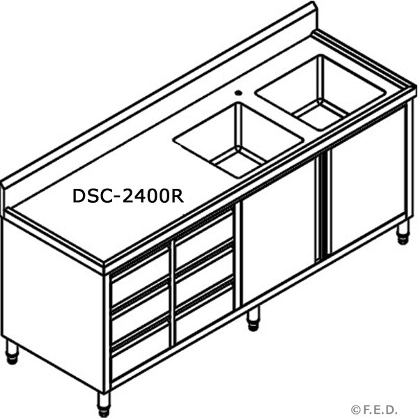 Modular Systems DSC-2400R-H Kitchen Tidy Cabinet with Double Right Sinks