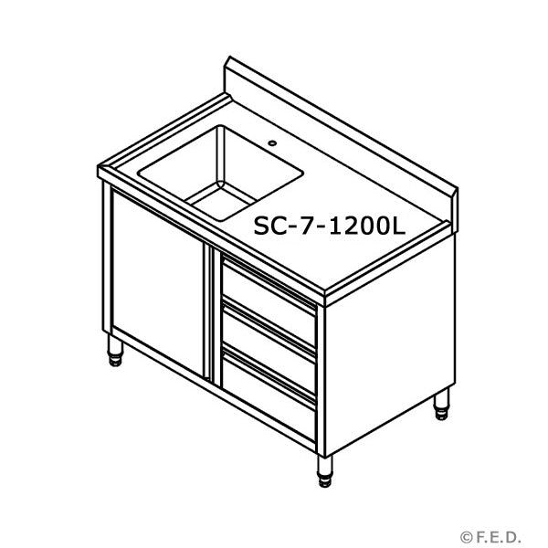 Modular Systems SC-7-1200L-H Modular System Cabinet with Left Sink