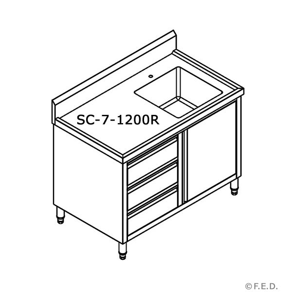 Modular Systems SC-7-1200R-H Modular System Cabinet with Right Sink