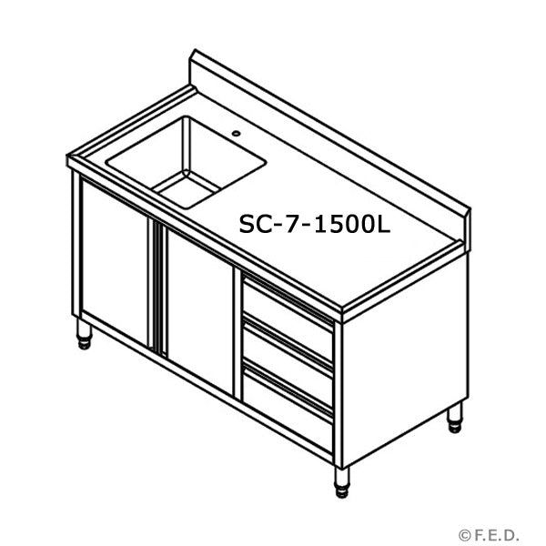 Modular Systems SC-7-1500L-H Cabinet with Left Sink