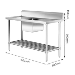 Modular Systems SSB6-1500C/A Single Centre Sink Bench & Pot Undershelf