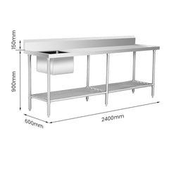 Modular Systems SSB6-2400L/A Single Left Sink Bench with Pot Undershelf