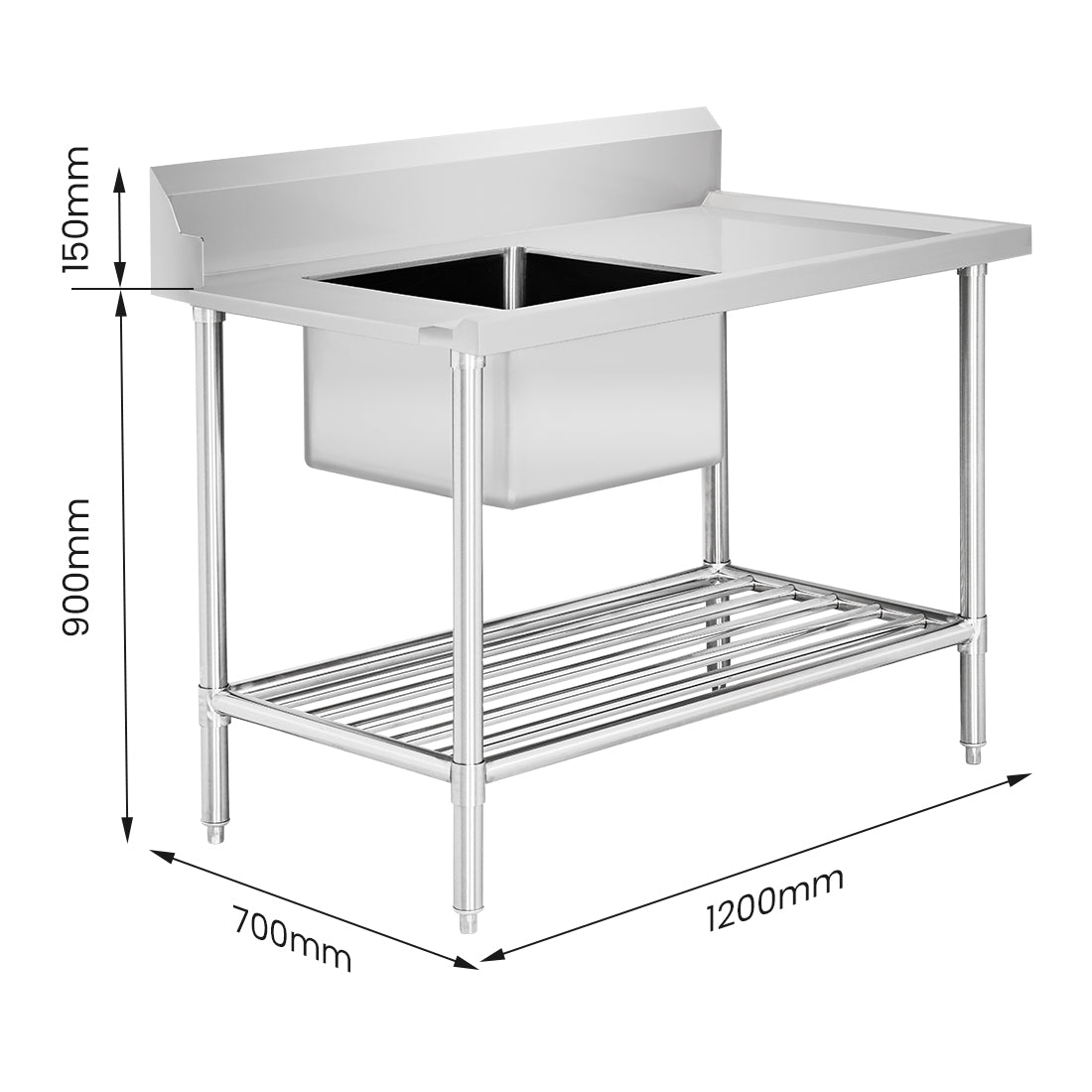 Modular Systems SSBD7-1200L/A Left Inlet Single Sink Dishwasher Bench