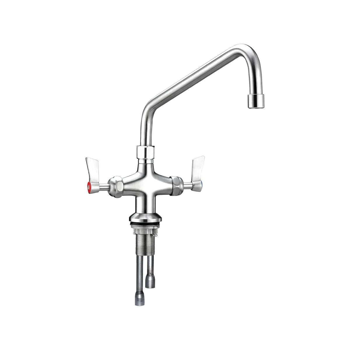 3Monkeez Dual Bench Mount Tap Body with Standard Swivel Spout. 1/2” FI BSP Inlet Hoses