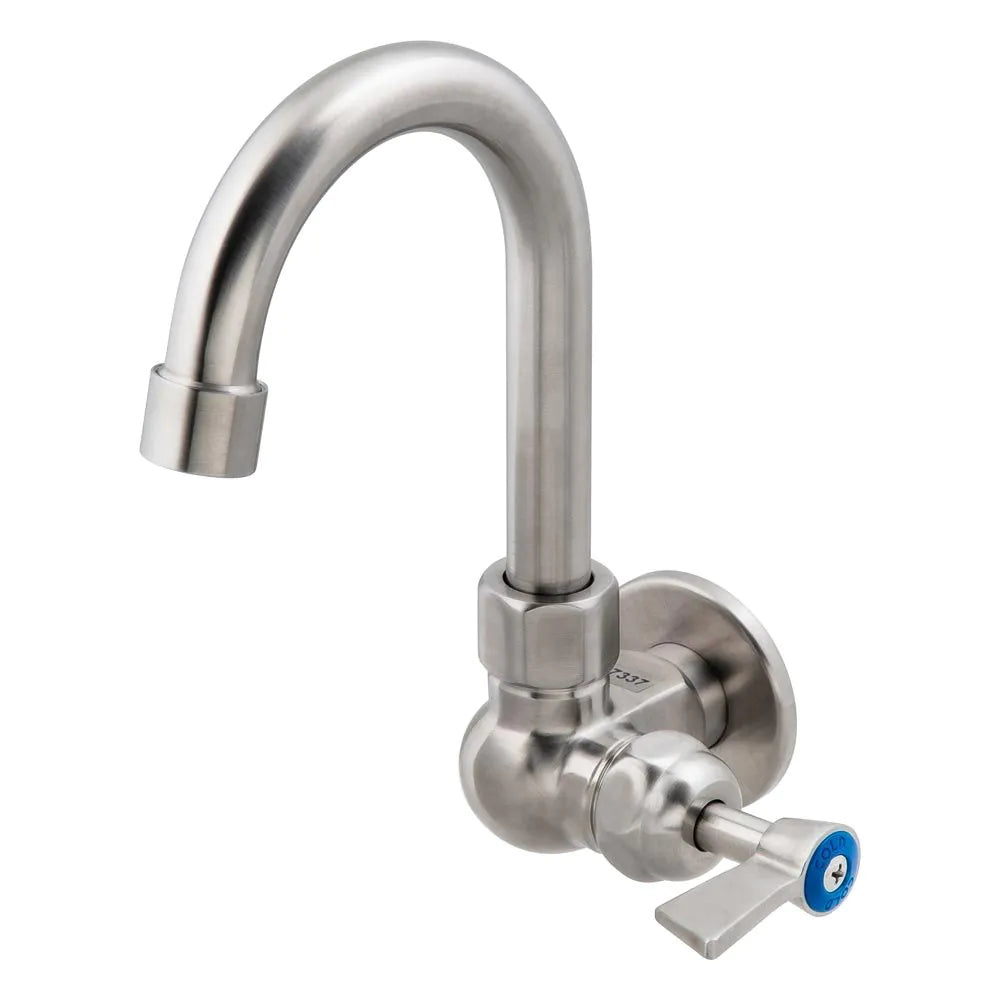3Monkeez Stainless Steel Single Wall Mount Body with Single Control Gooseneck Swivel Spout