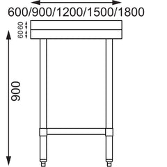 Vogue 430 Grade Stainless Steel Prep Tables with Splashback 600mm Depth