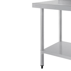 Vogue 430 Grade Stainless Steel Prep Tables with Splashback 600mm Depth