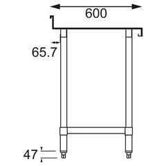 Vogue 430 Grade Stainless Steel Prep Tables with Splashback 600mm Depth