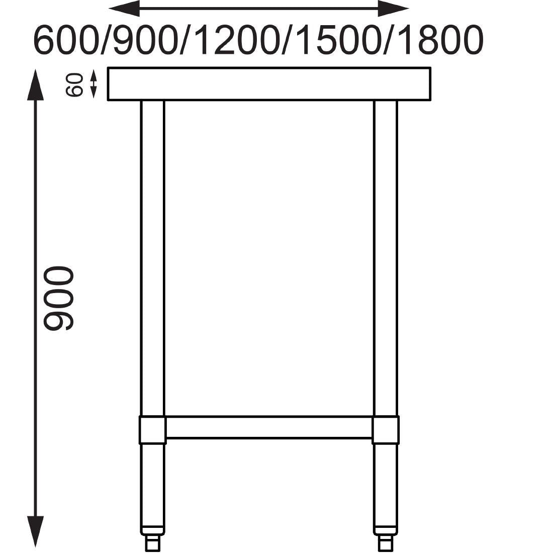 Vogue 430 Grade Stainless Steel Prep Table 600mm Depth T375 T376 T377 T378