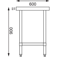 Vogue 430 Grade Stainless Steel Prep Table 600mm Depth T375 T376 T377 T378