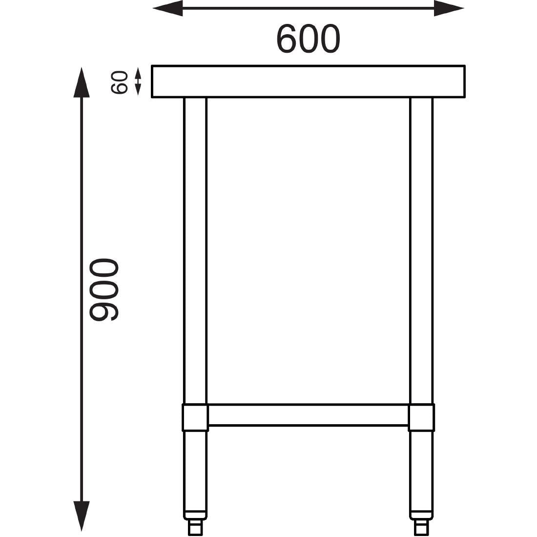 Vogue 430 Grade Stainless Steel Prep Table 600mm Depth T375 T376 T377 T378