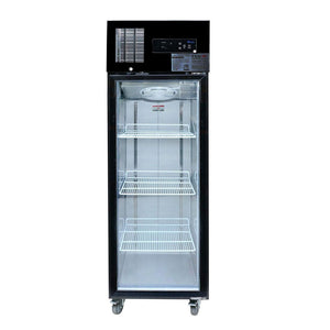 Thermaster Single Glass Door Upright Freezer Black Stainless Steel SUFG500B