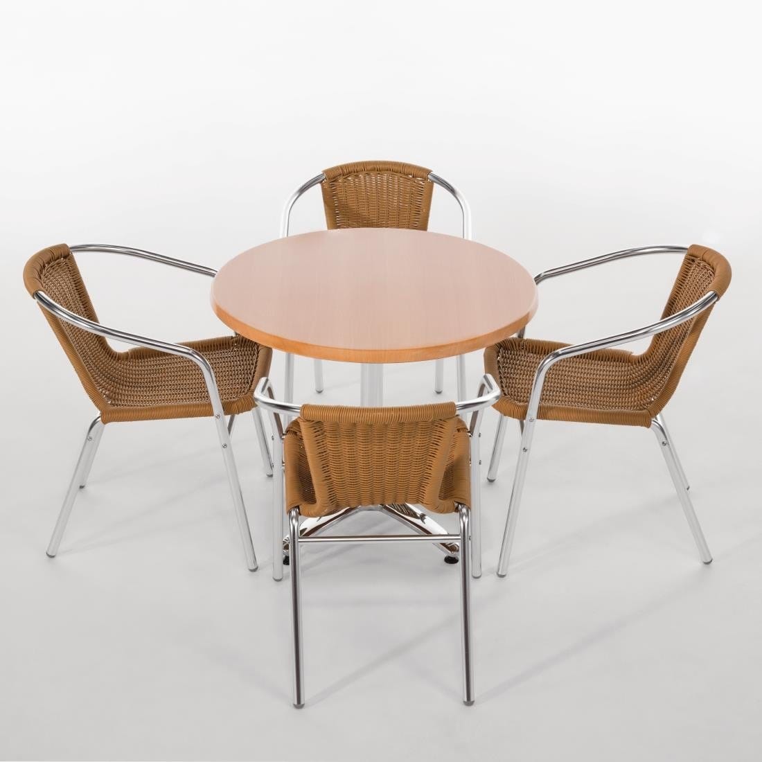 Bolero Natural Wicker Chair with Aluminium Frame (Pack 4)