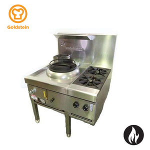 Goldstein CWA1B2M/G Gas 1 Wok Range with Two Open Burners – Mongolian Burner