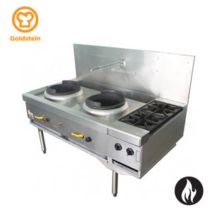Goldstein CWA2B2M/G Gas 2 Wok Range with Two Open Burners – Mongolian Burner