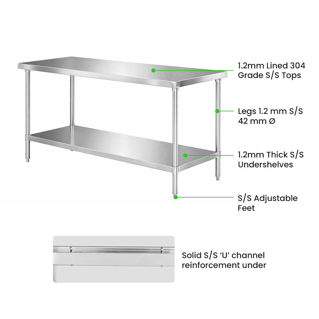 Modular Systems WB7-1800/A Stainless Steel Workbench