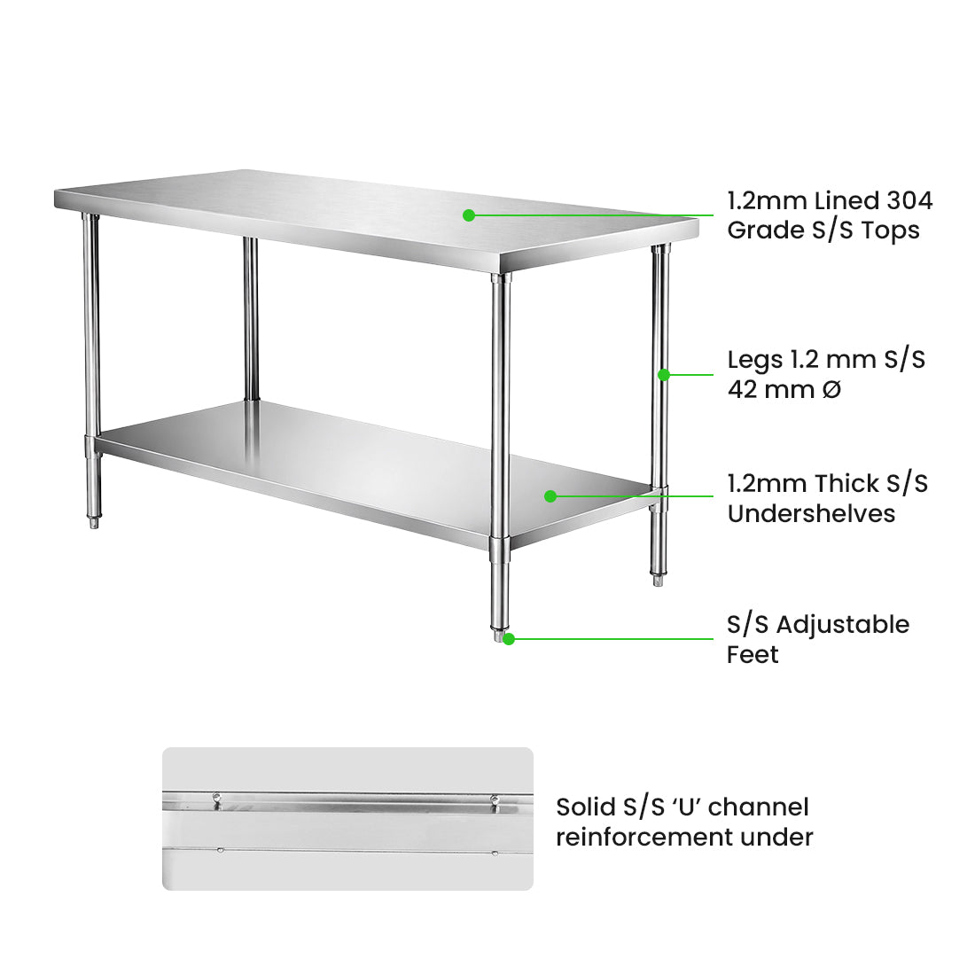 Modular Systems WB7-1500/A Premium Stainless Steel Workbench