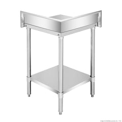 Modular Systems 304 Grade Corner Workbenches with 150mm Splashback & Undershelf