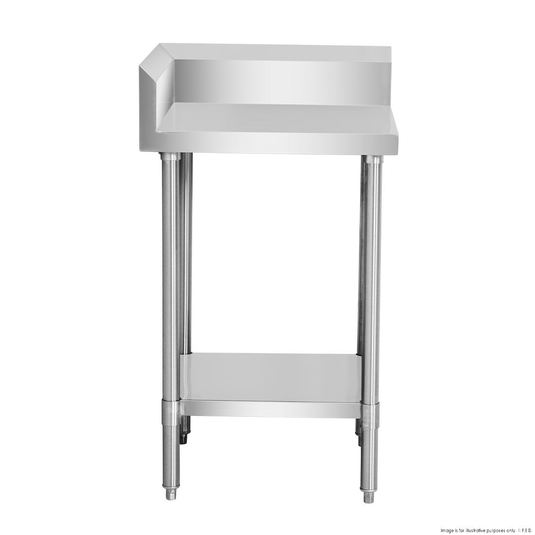 Modular Systems 304 Grade Corner Workbenches with 150mm Splashback & Undershelf