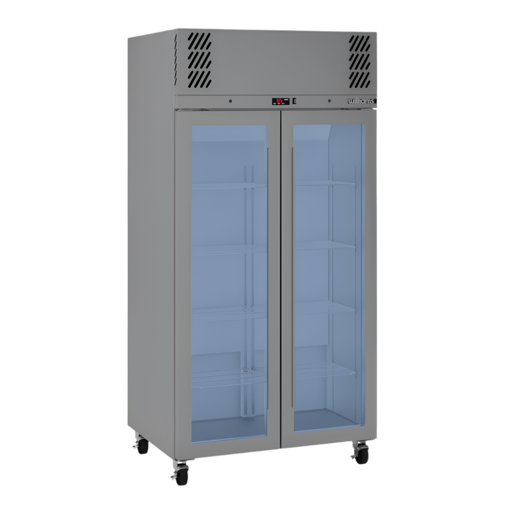 Williams Pearl - Slim Two Door Stainless Steel Upright Display Refrigerator