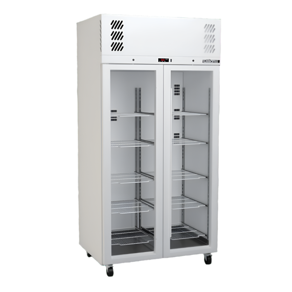 Williams Pearl - Slim Two Door White Colorbond Upright Display Refrigerator