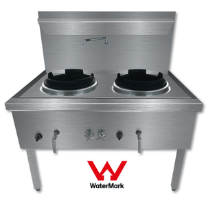 Gasmax WW-2LC Stainless Steel Waterless LPG Double Wok Chimney Burner