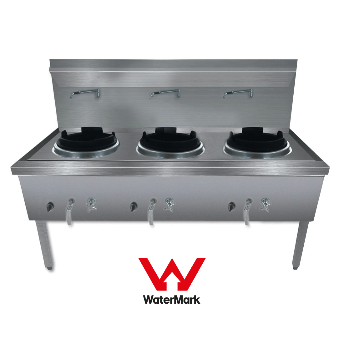 Gasmax WW-3NC Stainless Steel Waterless Nature Gas Triple Wok Chimney Burner