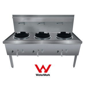 Gasmax WW-3NC Stainless Steel Waterless Nature Gas Triple Wok Chimney Burner