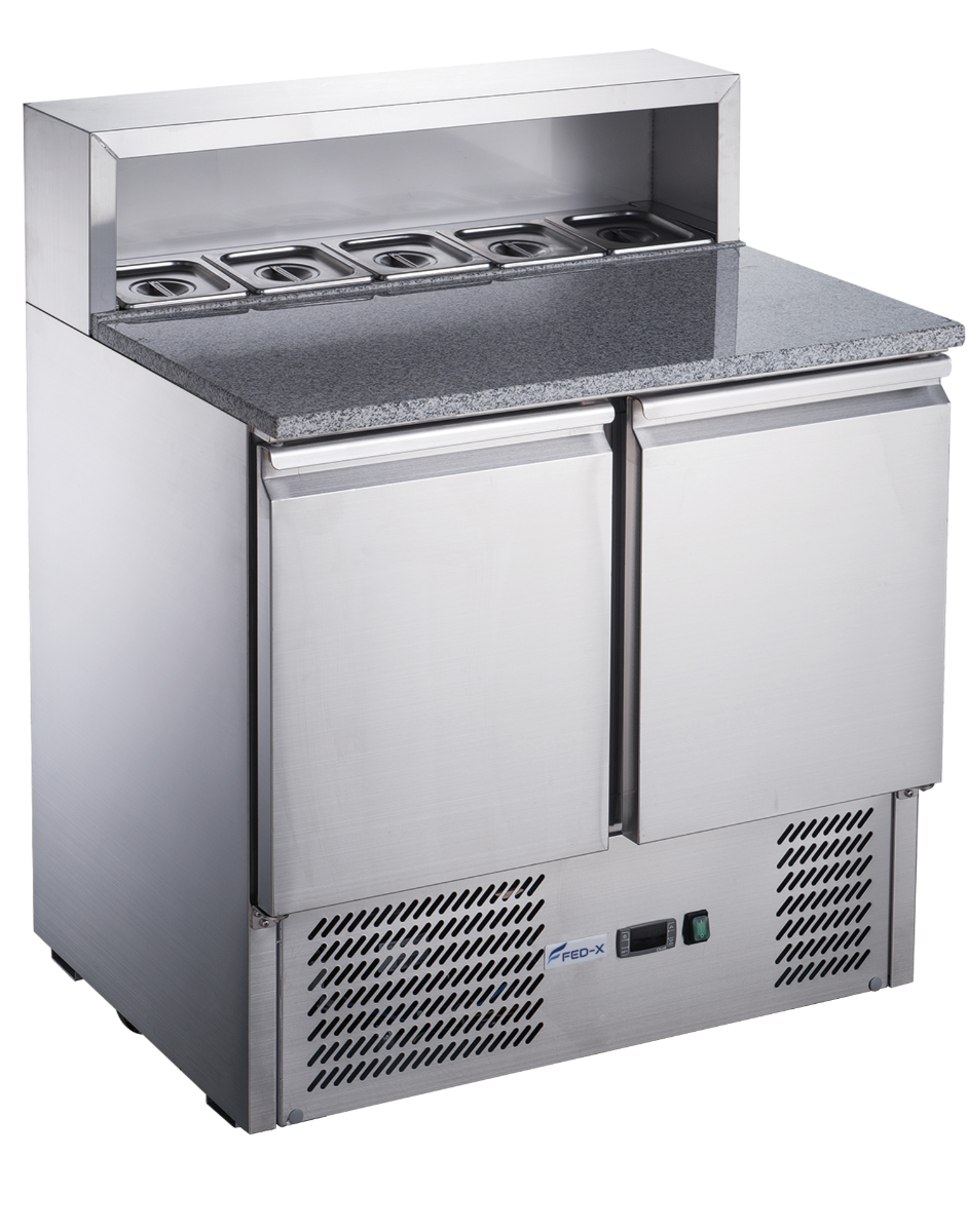 FED-X Two Door Salad Prep Fridge With Marble Top XGNS900E