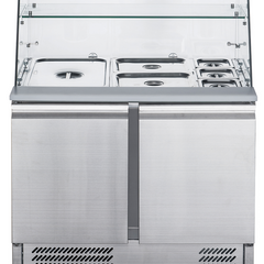 FED-X Two Door Salad Prep Fridge With Square Glass Top XS900GC
