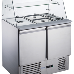 FED-X Two Door Salad Prep Fridge With Square Glass Top XS900GC