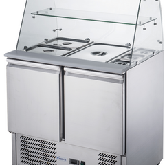 FED-X Two Door Salad Prep Fridge With Square Glass Top XS900GC