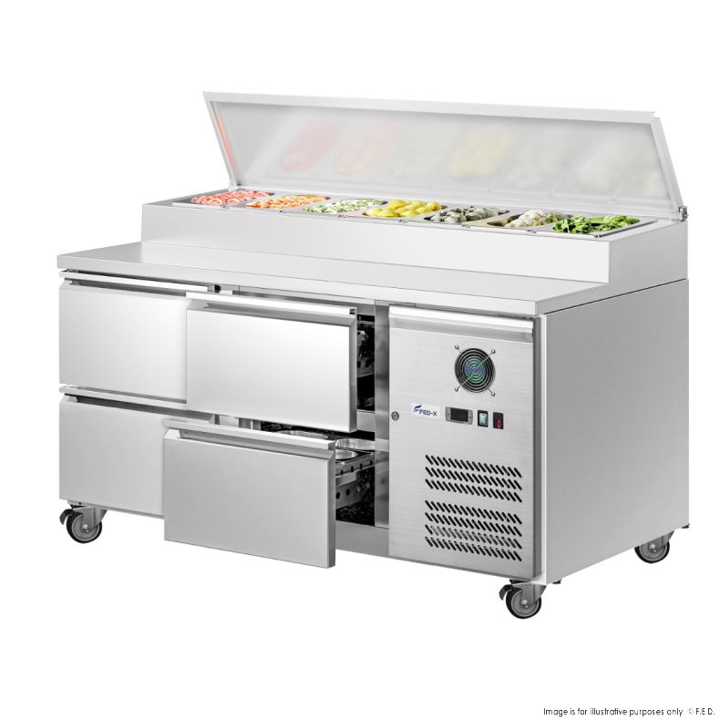 FED-X S/S Four Drawer Sandwich Counter XSS7C13S2V-4D