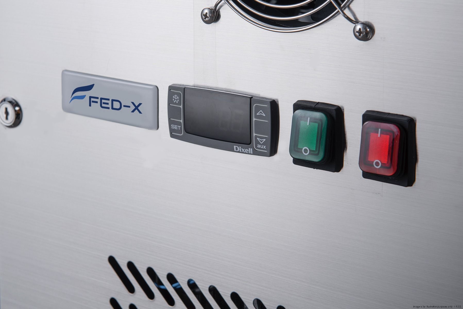 FED-X Three Door Salad Prep Fridge With Curve Glass Top XTHP3100SALGC