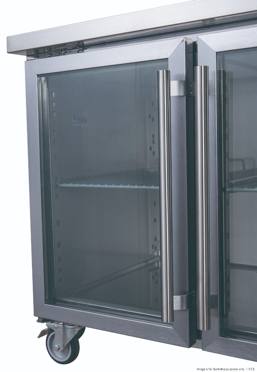 FED-X Two Glass Door Bench Fridge XUB6C13G2V