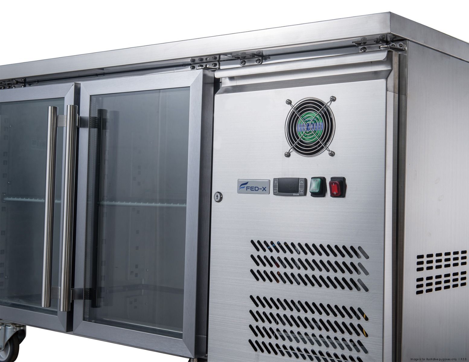 FED-X Two Glass Door Bench Fridge XUB6C13G2V