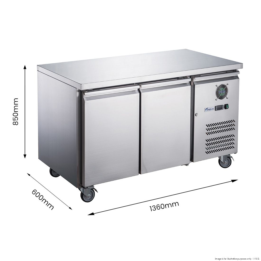 FED-X S/S Two Door Bench Fridge XUB6C13S2V