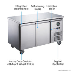 FED-X S/S Two Door Bench Fridge XUB6C13S2V