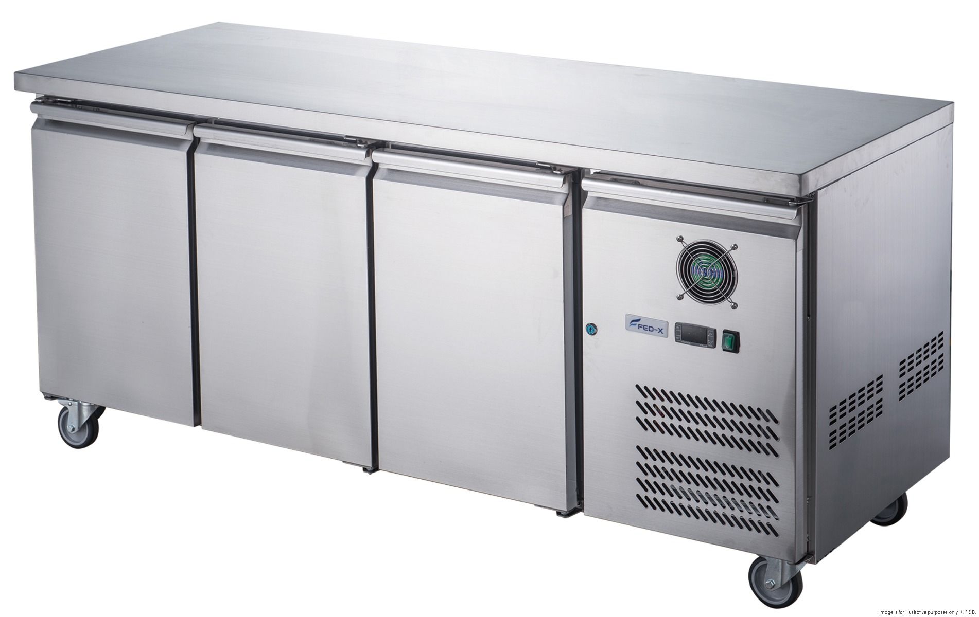 FED-X S/S Three Door Bench Freezer XUB6F18S3V