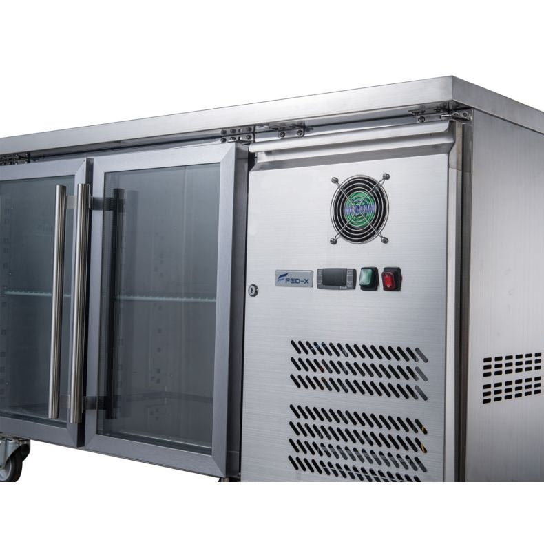 FED-X Two Glass Door Bench Fridge XUB7C13G2V