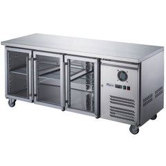 FED-X Three Glass Door Bench Fridge XUB7C18G3V