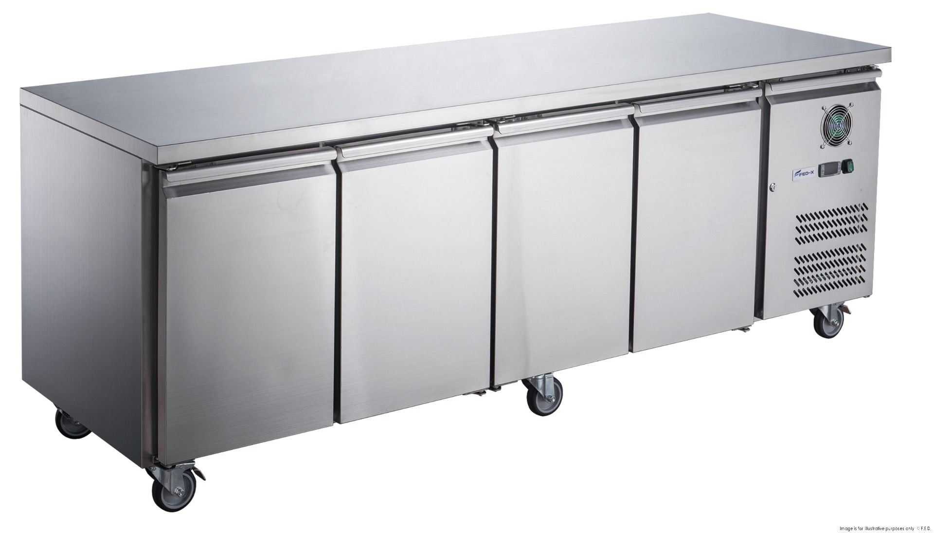 FED-X S/S Four Door Bench Fridge XUB7C22S4V