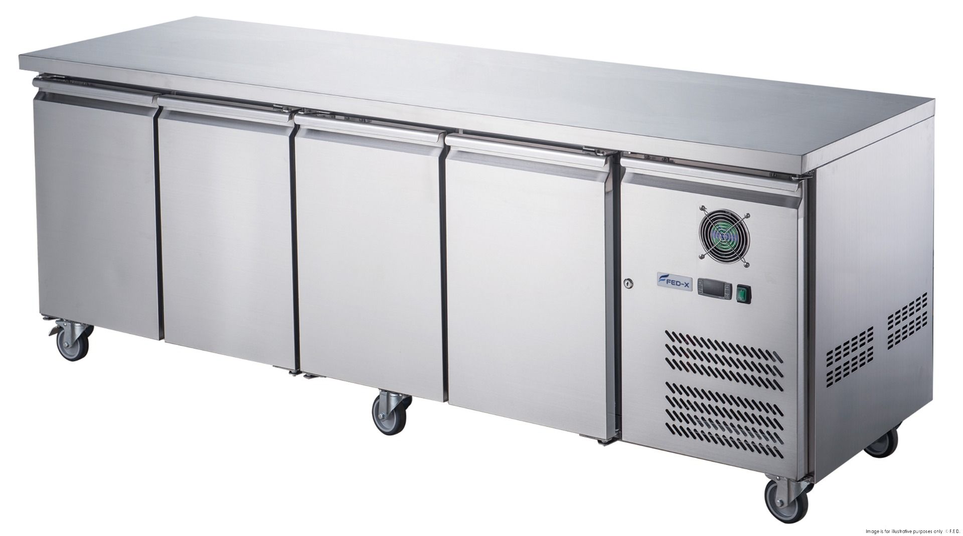 FED-X S/S Four Door Bench Fridge XUB7C22S4V