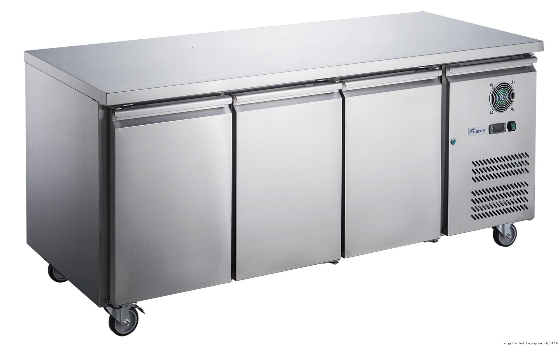 FED-X S/S Three Door Bench Freezer XUB7F18S3V