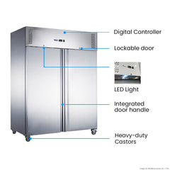 FED-X S/S Double Door Upright Fridge 1200L XURC1200SFV