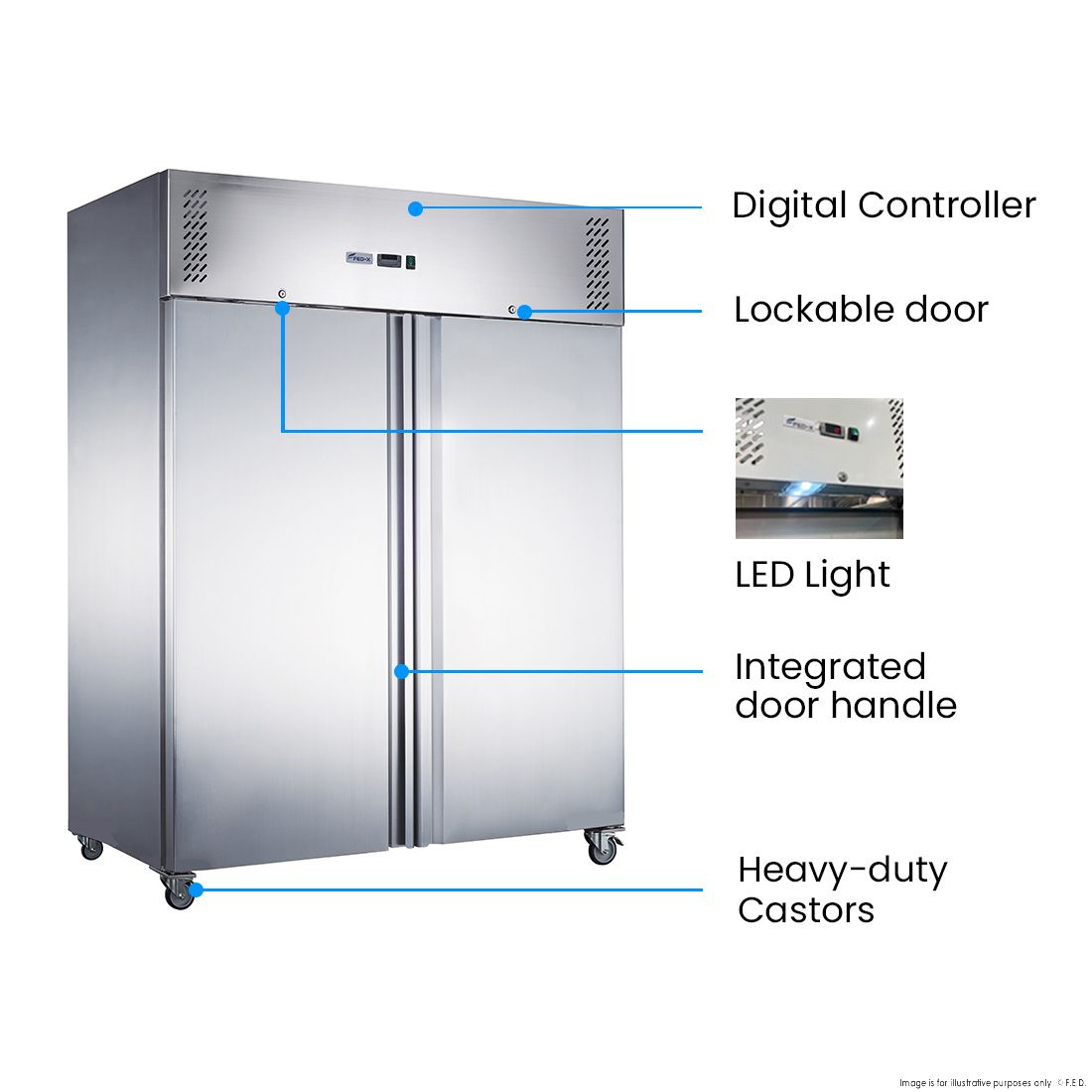 FED-X S/S Double Door Upright Fridge 1200L XURC1200SFV