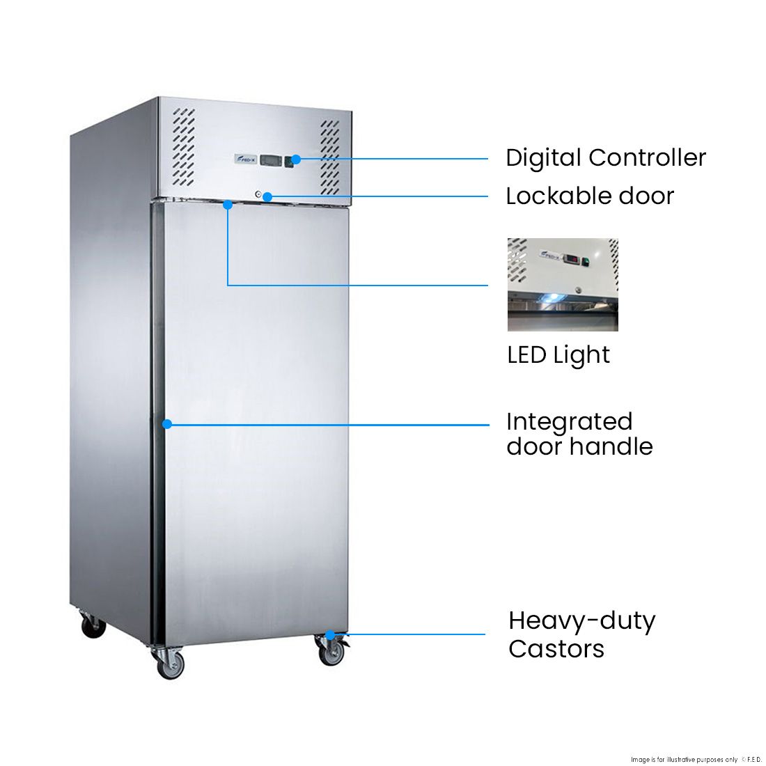 FED-X S/S Single Door Upright Freezer XURF600SFV