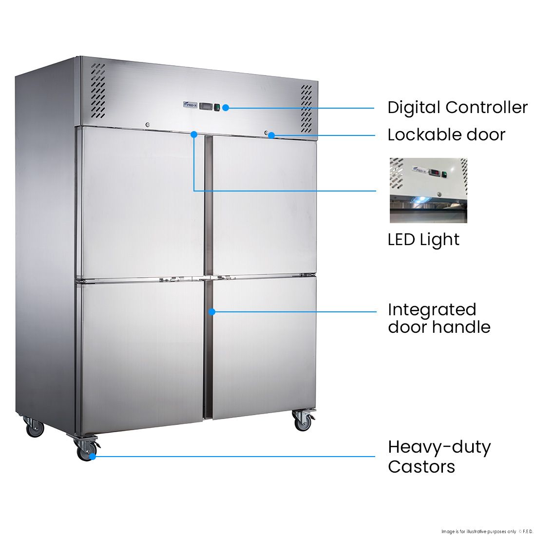 FED-X S/S Four Door Upright Freezer XURF1200S2V